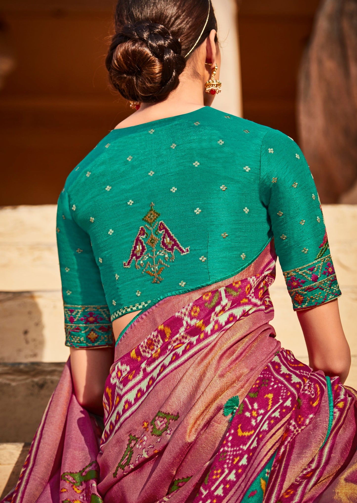 Brasso Silk Blush Pink Patola Saree
