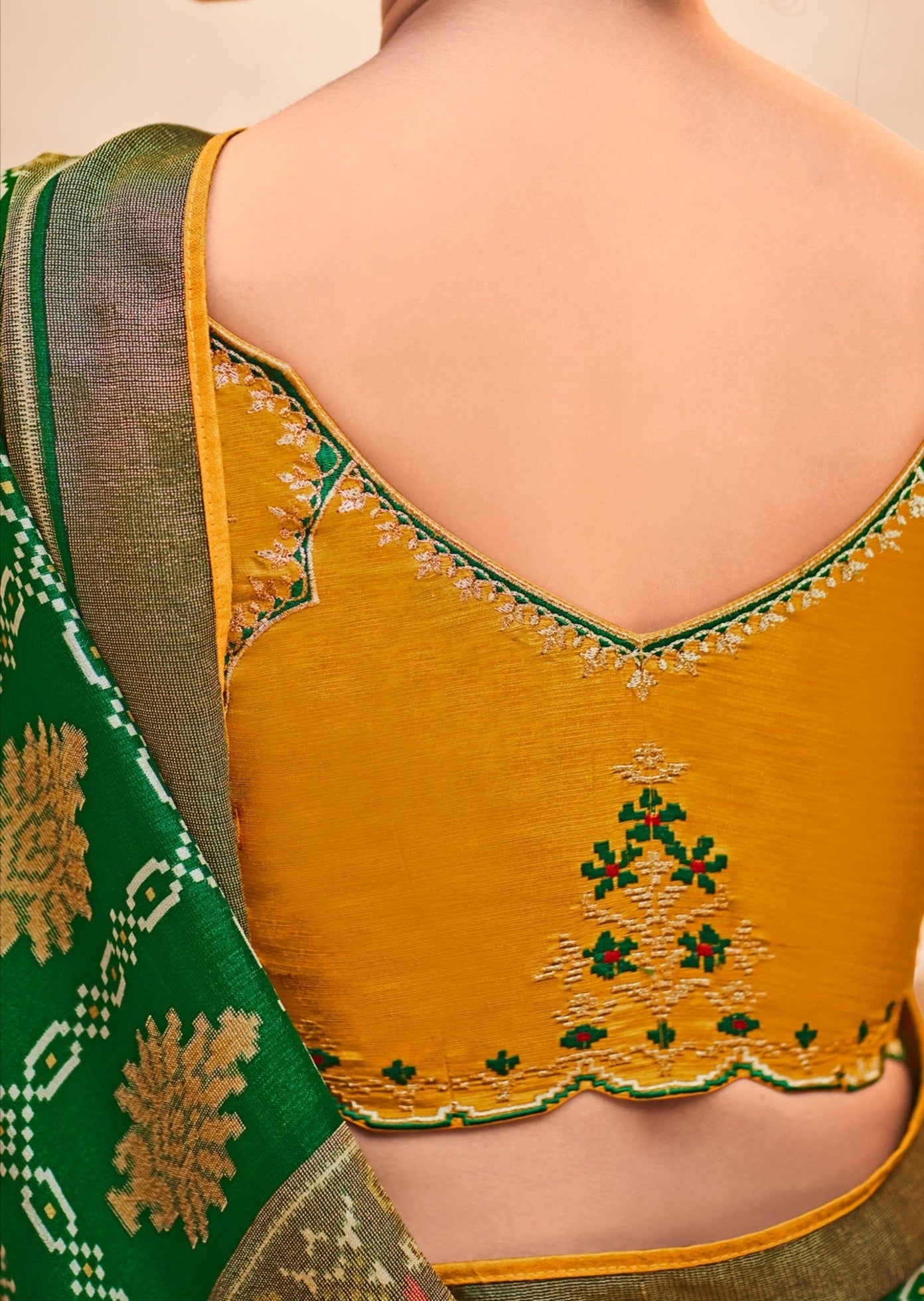Brasso Silk Green Patola Saree