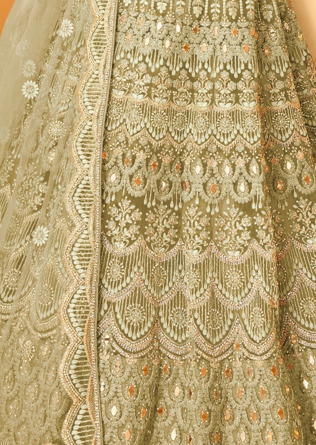 Designer Pista Green Bridal Lehenga