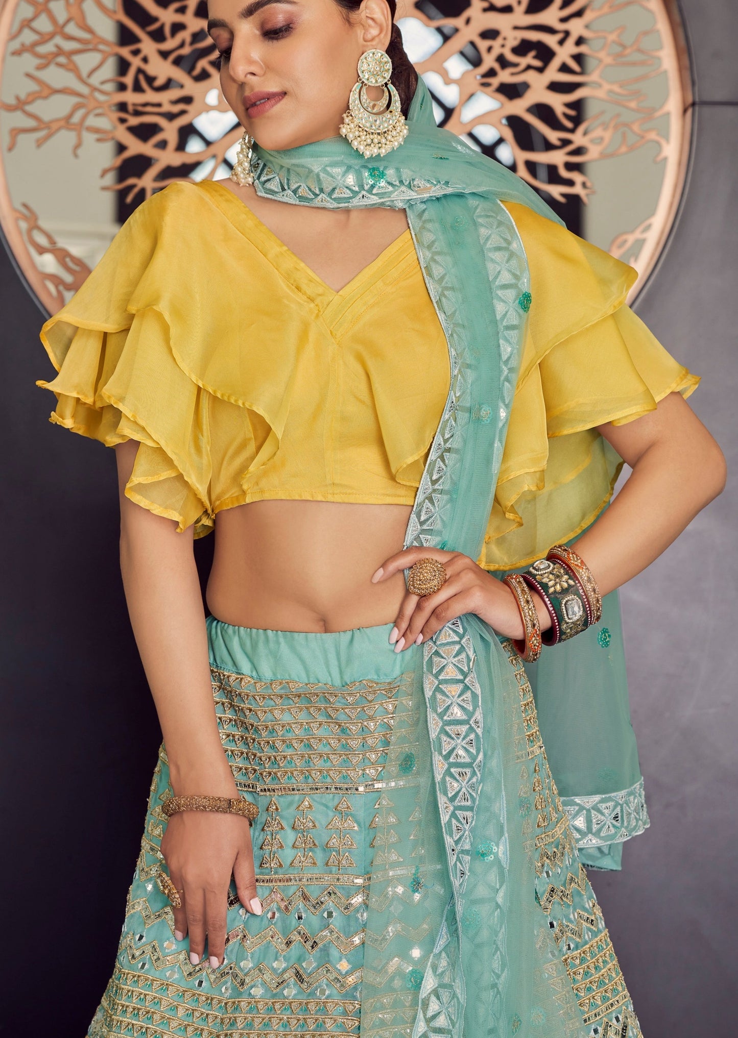 Blue Bridesmaids Lehenga Choli For Wedding