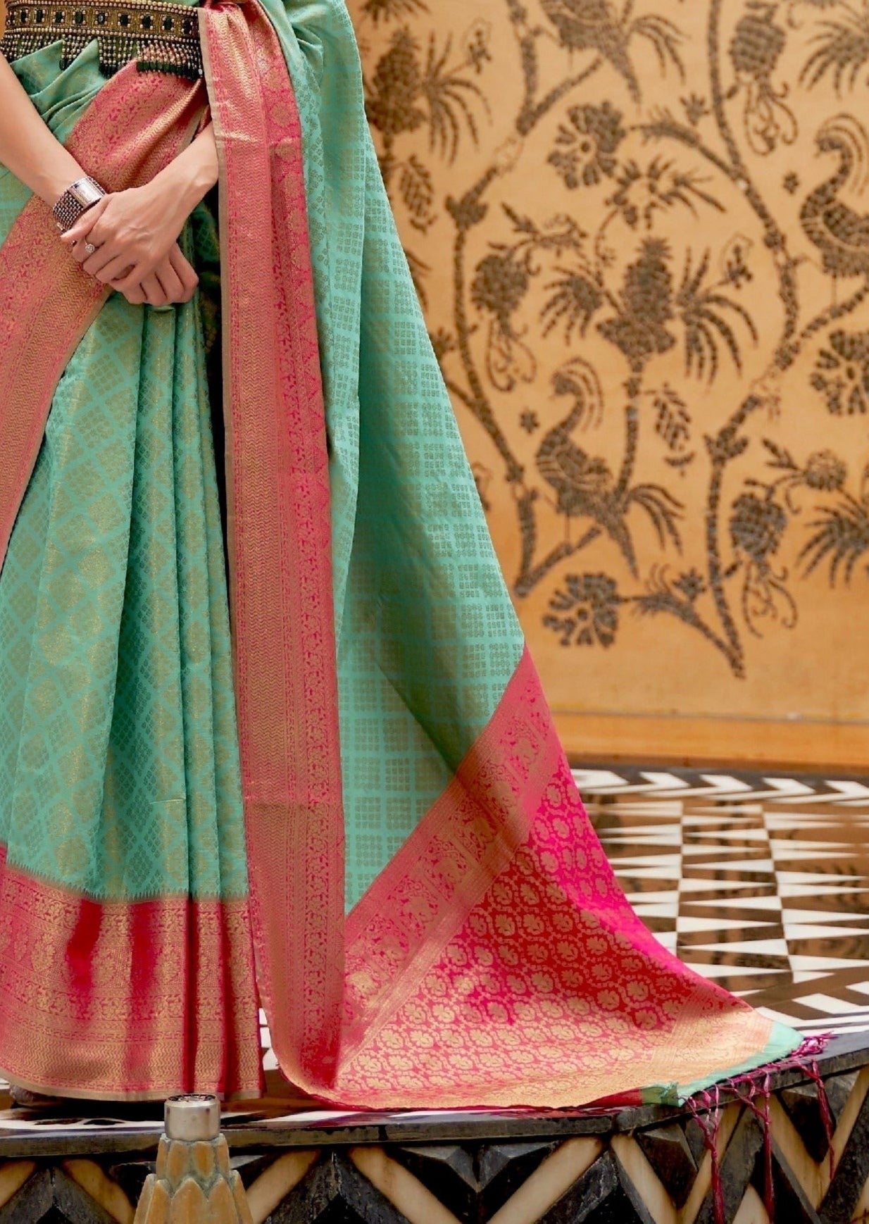 Pure Handloom Kanjivaram Silk Green Saree