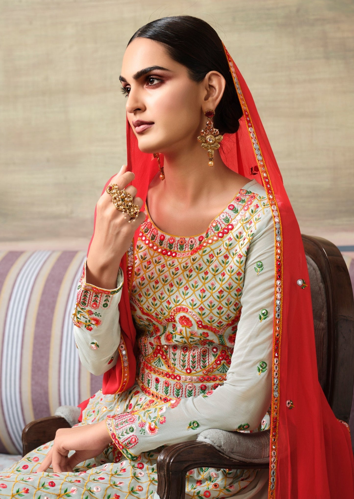 Pure Georgette Cloud Grey Sharara Suit