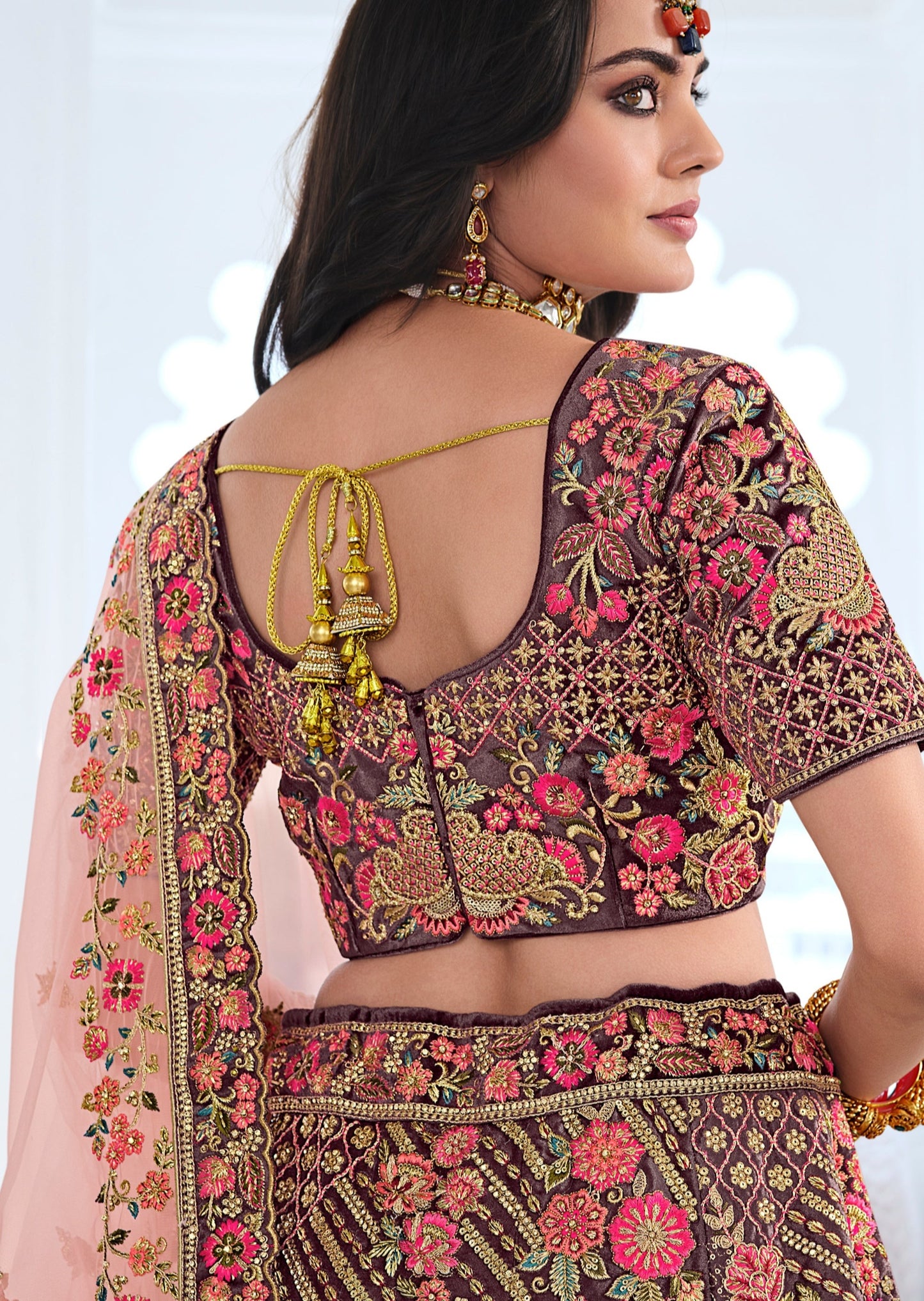 Designer Bridal Lehenga (Brown & Blue)