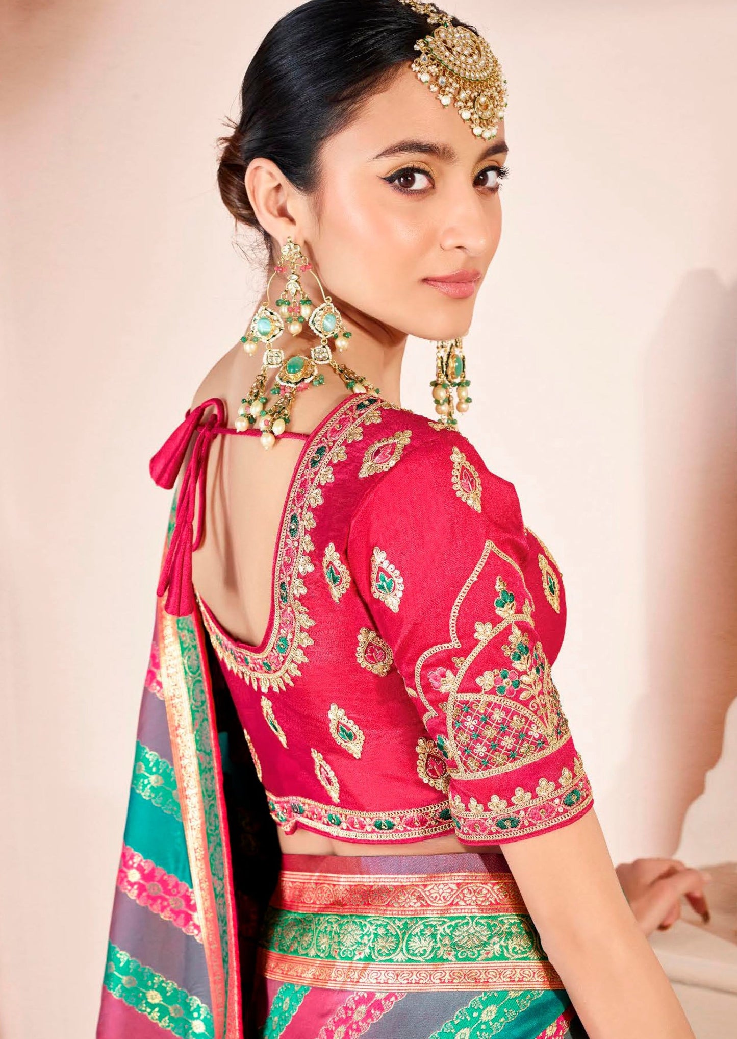 Mysha Silk Orange Multicolor Bridal Saree