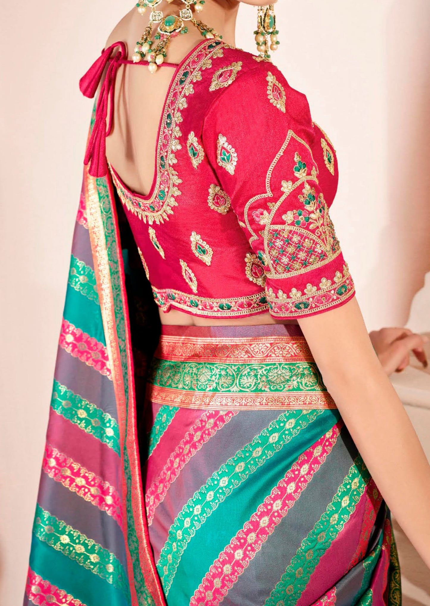 Mysha Silk Orange Multicolor Bridal Saree