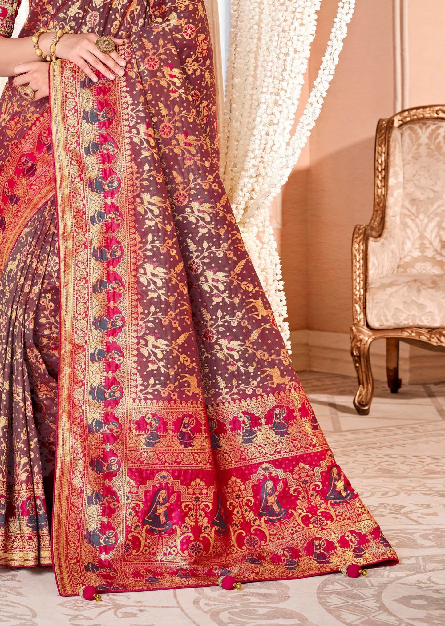 Mysha Silk Chocolate Brown Bridal Saree