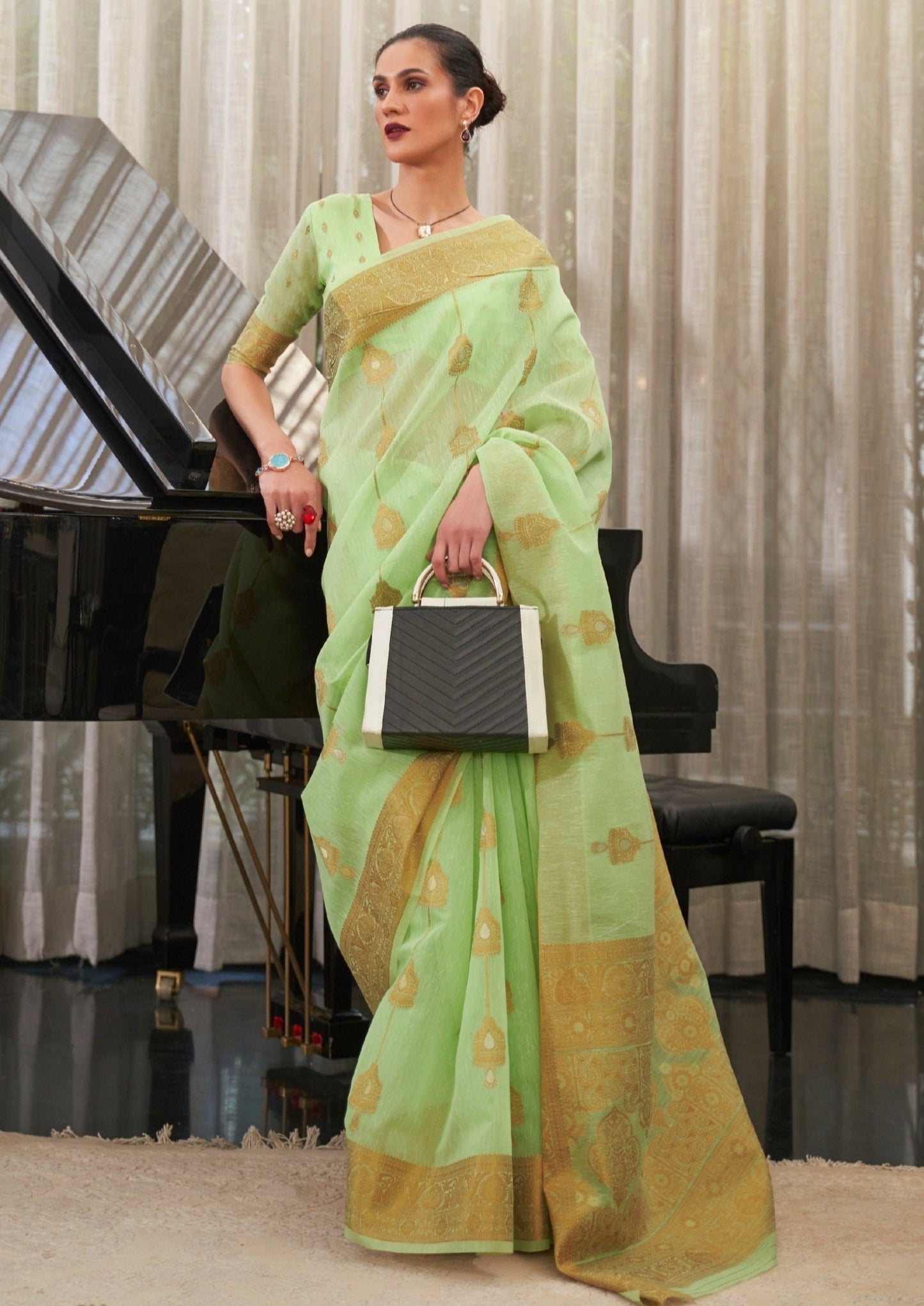 Pure linen Handloom saree online