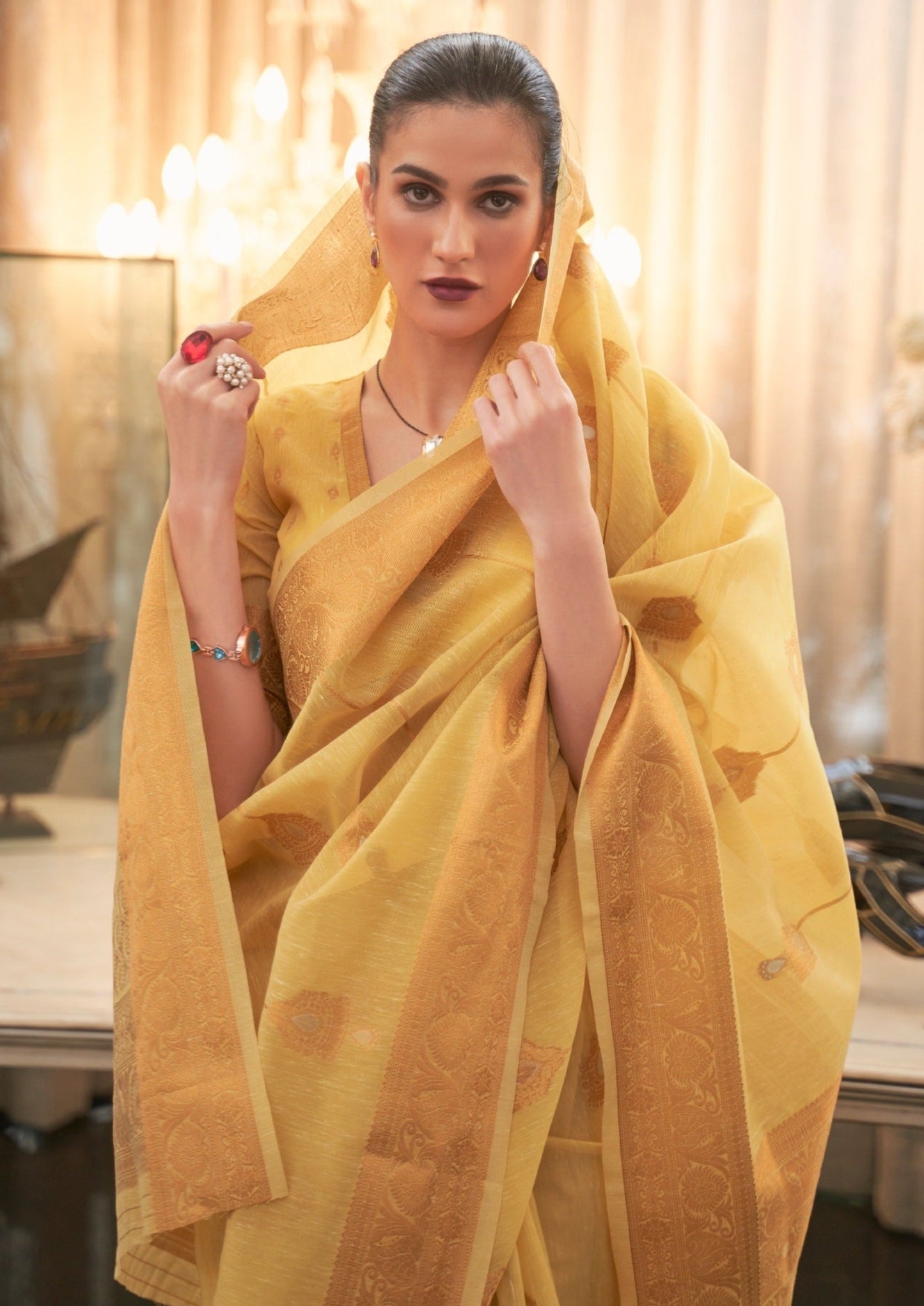 Pure linen saree online