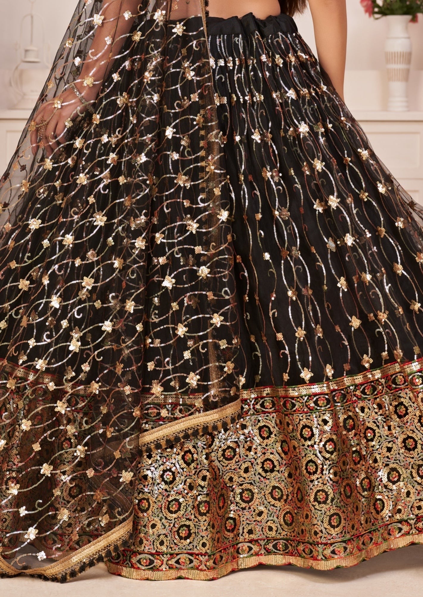 Golden and Black Lehenga Choli