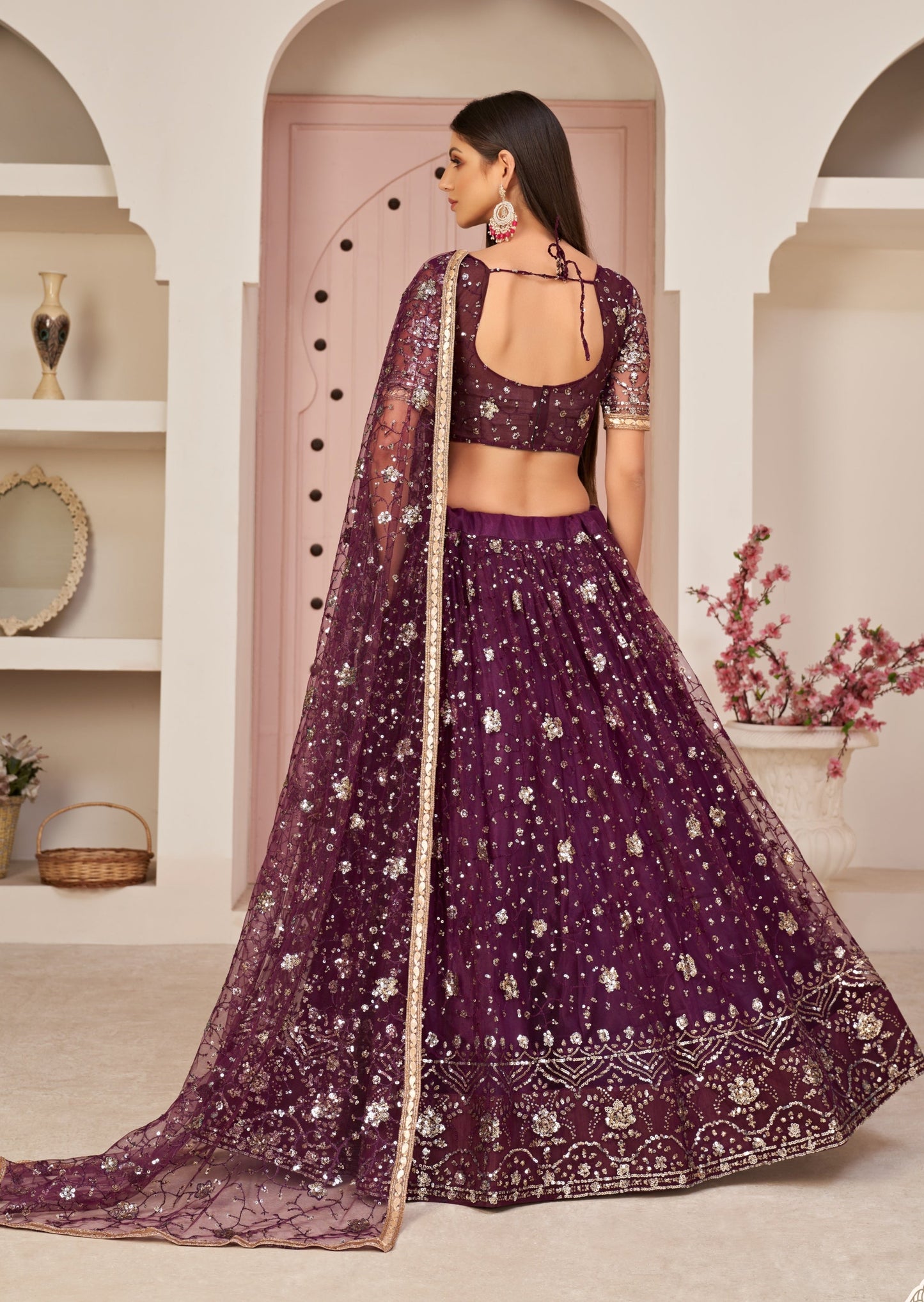 Violet Sequins Designer Lehenga Choli