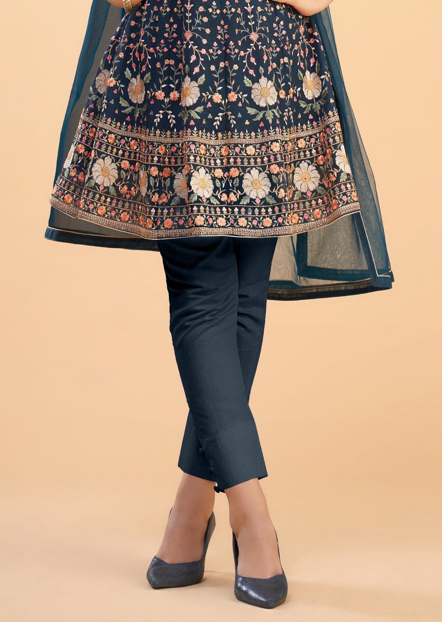 Indigo Blue Short Anarkali Suit