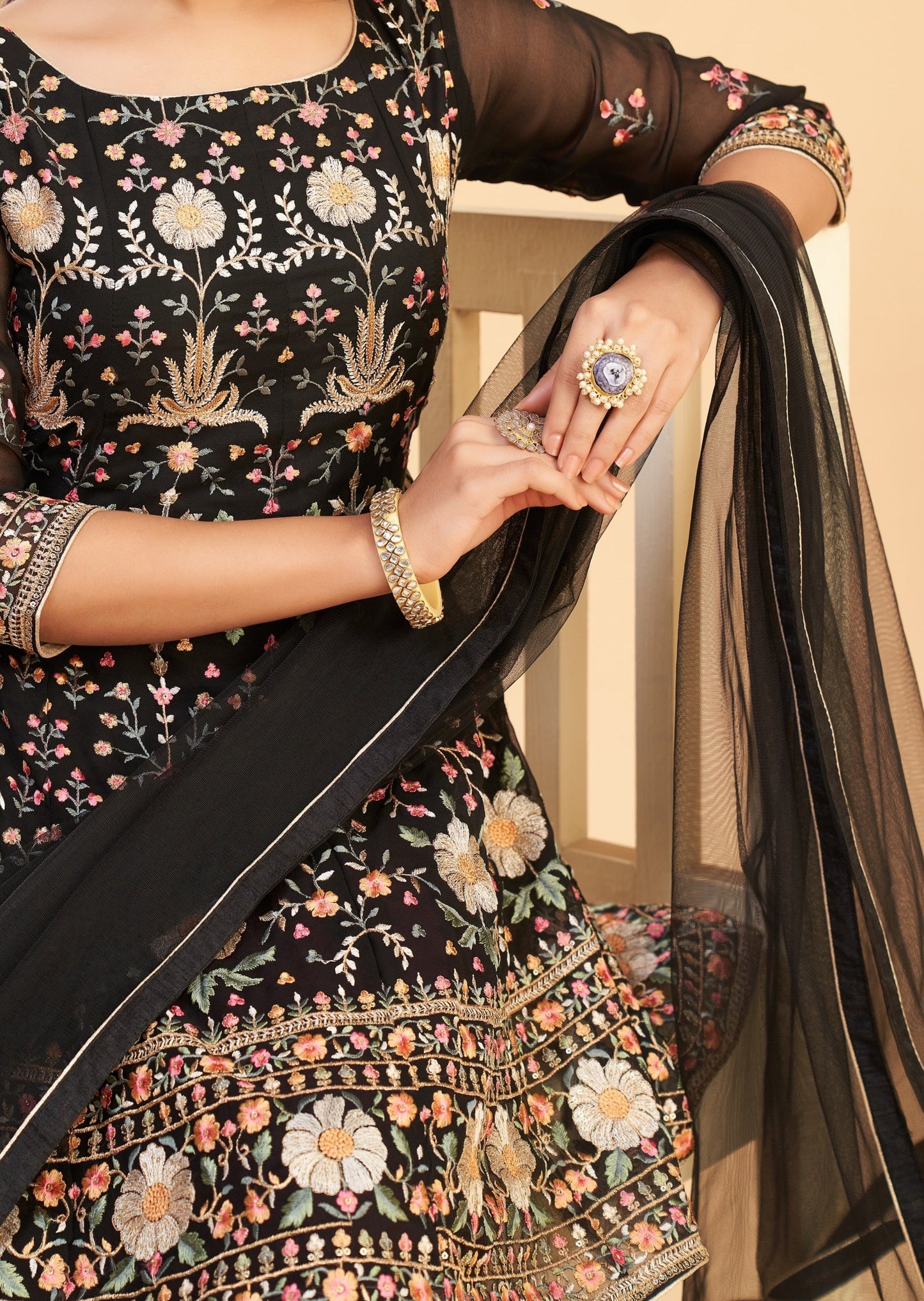 Black Anarkali Suit With Embroidery