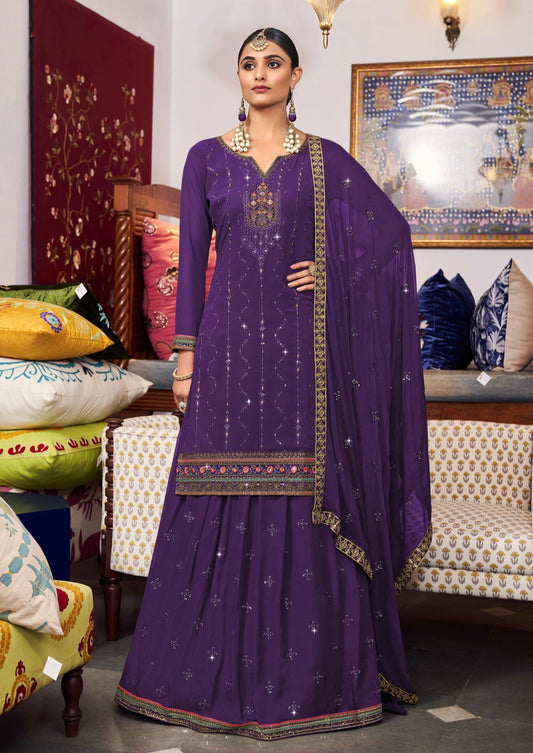 Georgette Violet Purple Suit