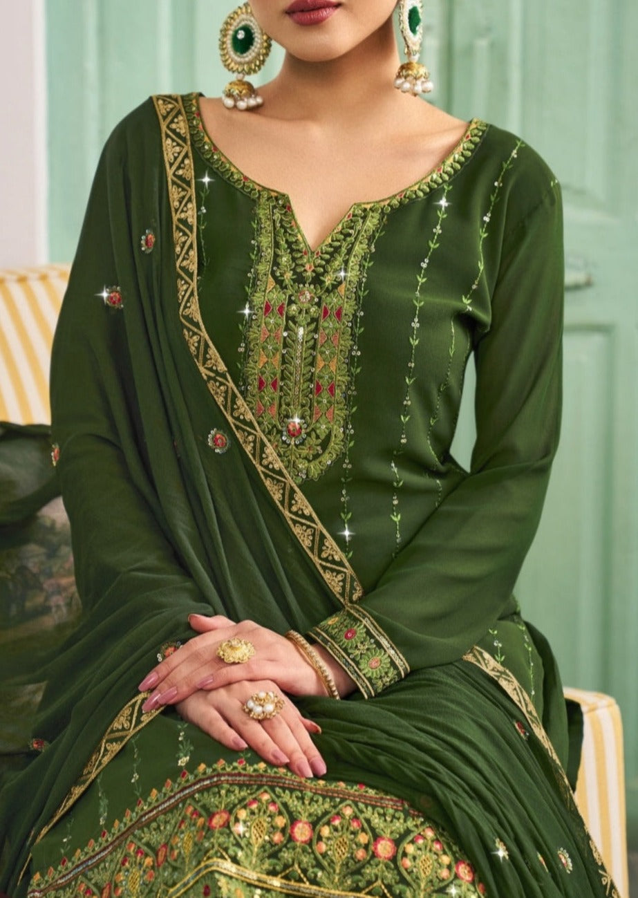Royal Green Georgette Suit
