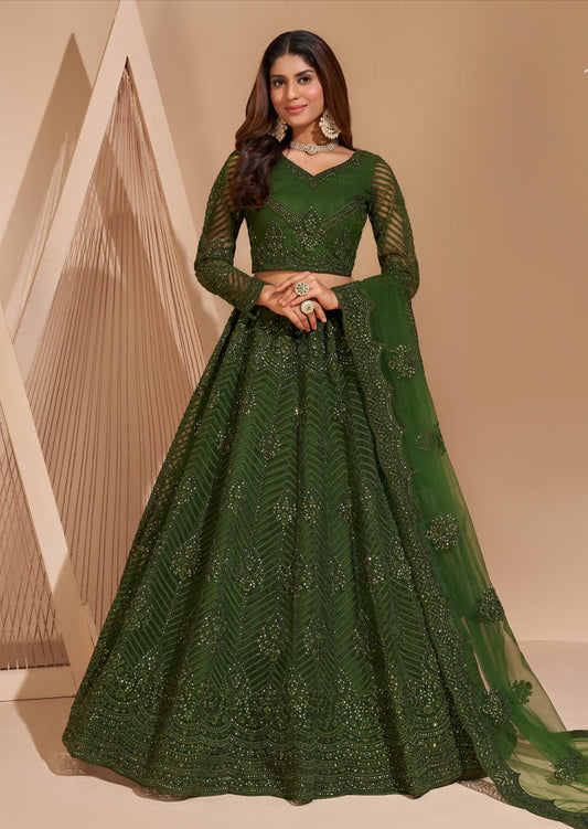 Mehendi Green Designer Lehenga Choli