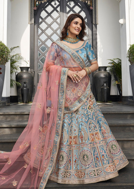 Designer Bridal Lehenga Choli (Aqua Blue)