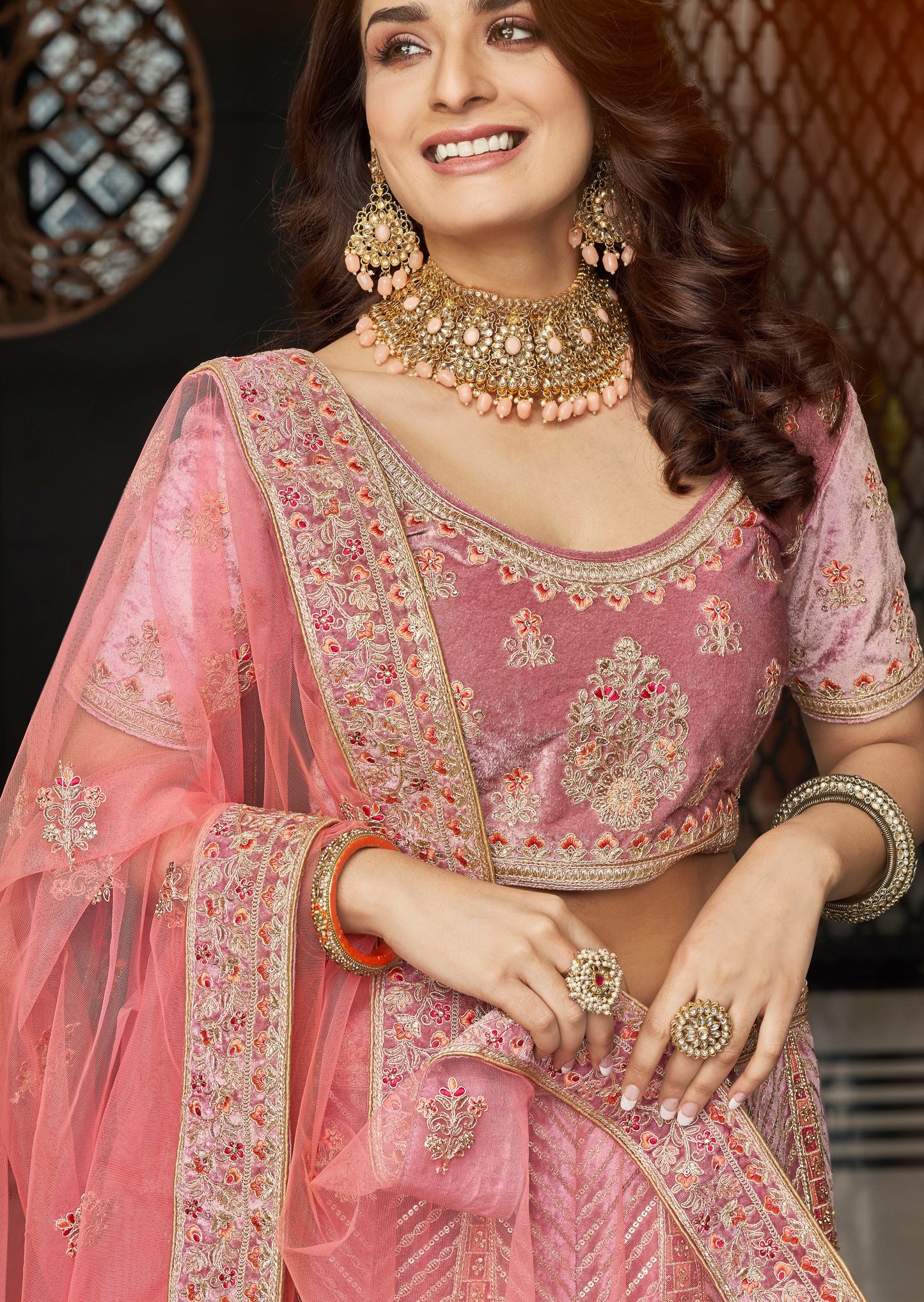 Designer Bridal Lehenga Choli (Blush Pink)