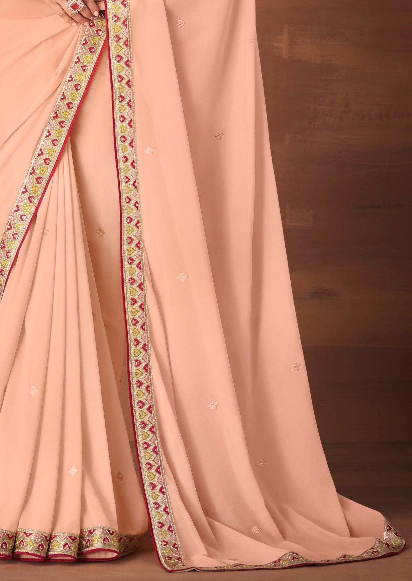 Gul Georgette Peach Saree