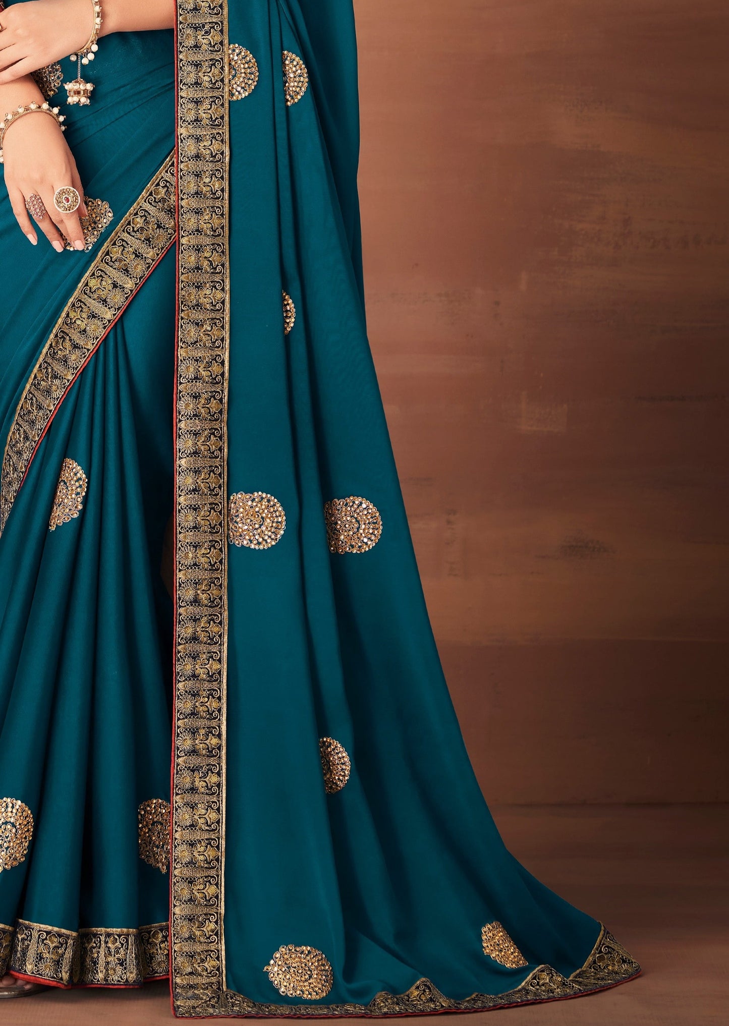 Gul Georgette Teal Blue Saree