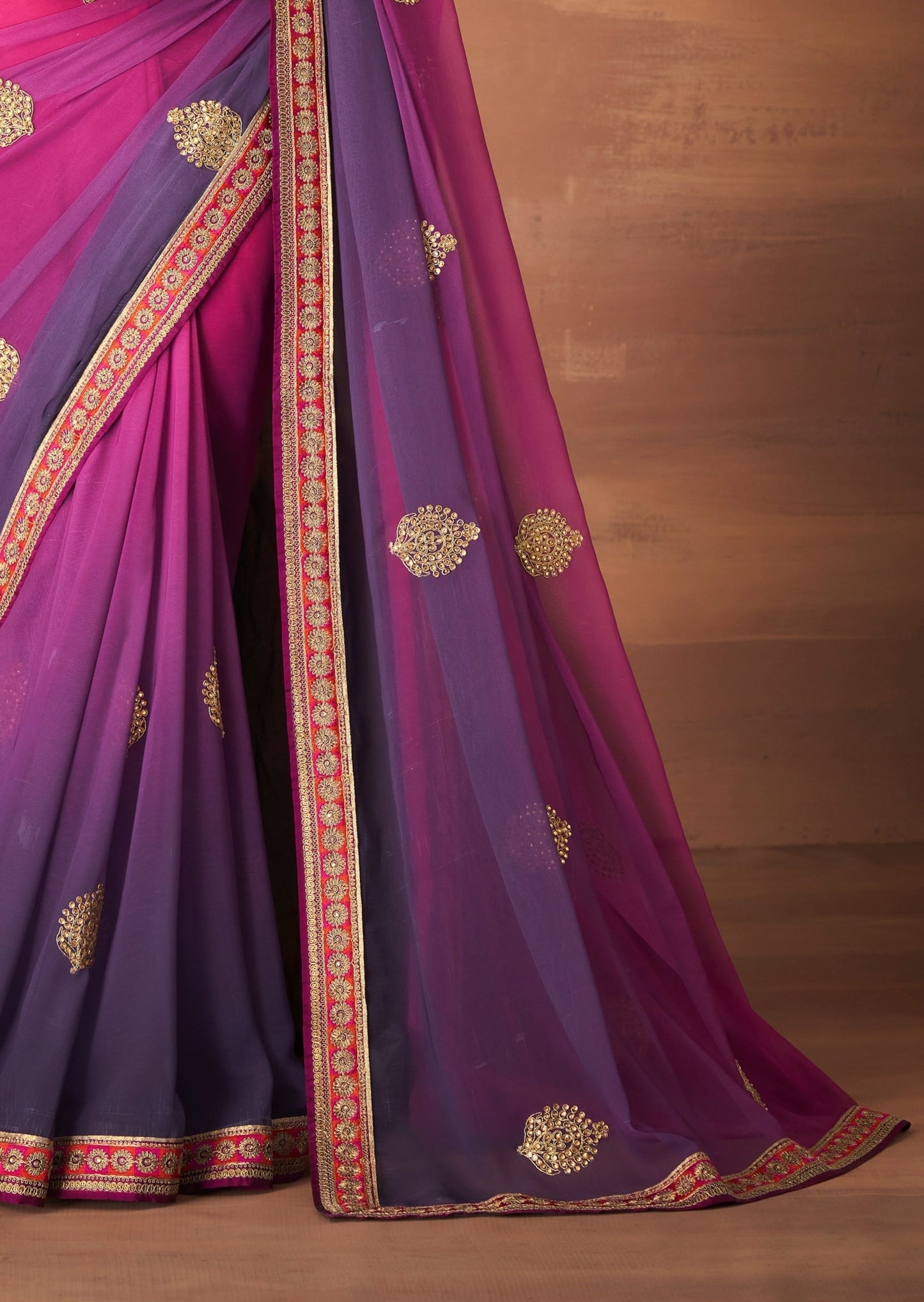 Gul Georgette Pink and Purple Saree