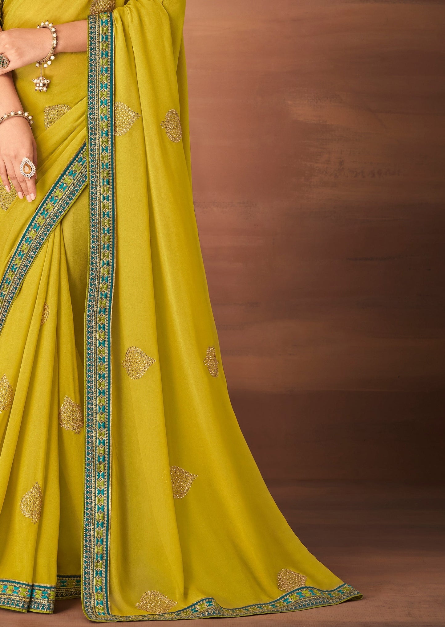 Gul Georgette Yellow Saree