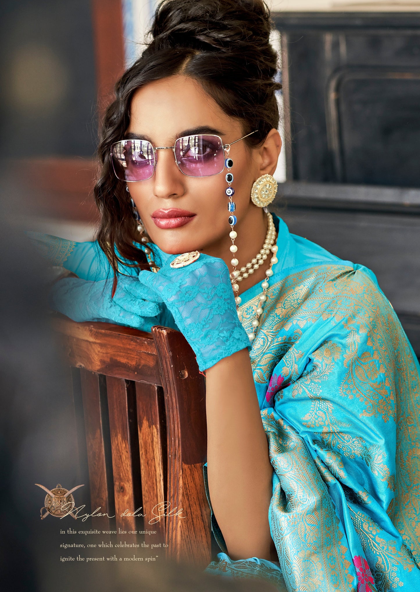 Dola Silk Turquoise Blue Saree