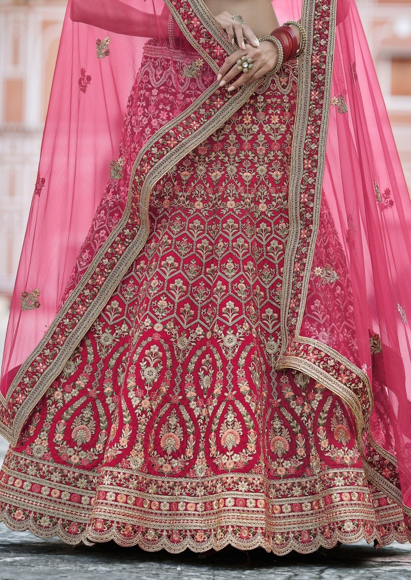 Red Velvet Bridal Lehenga Choli