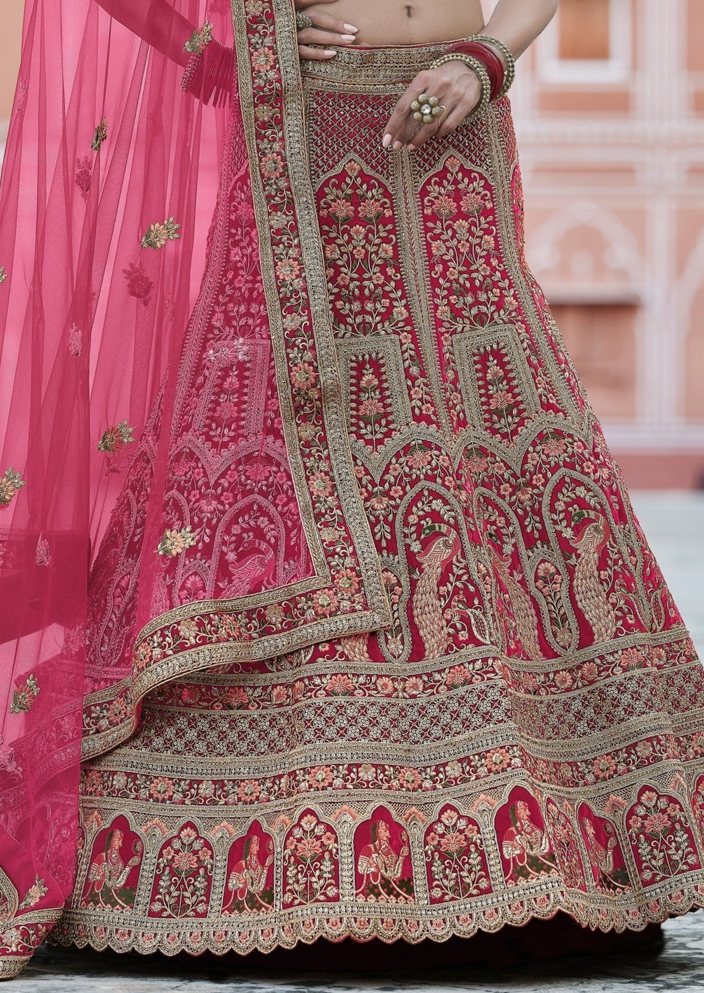 Peacock Design Red Bridal Lehenga Choli