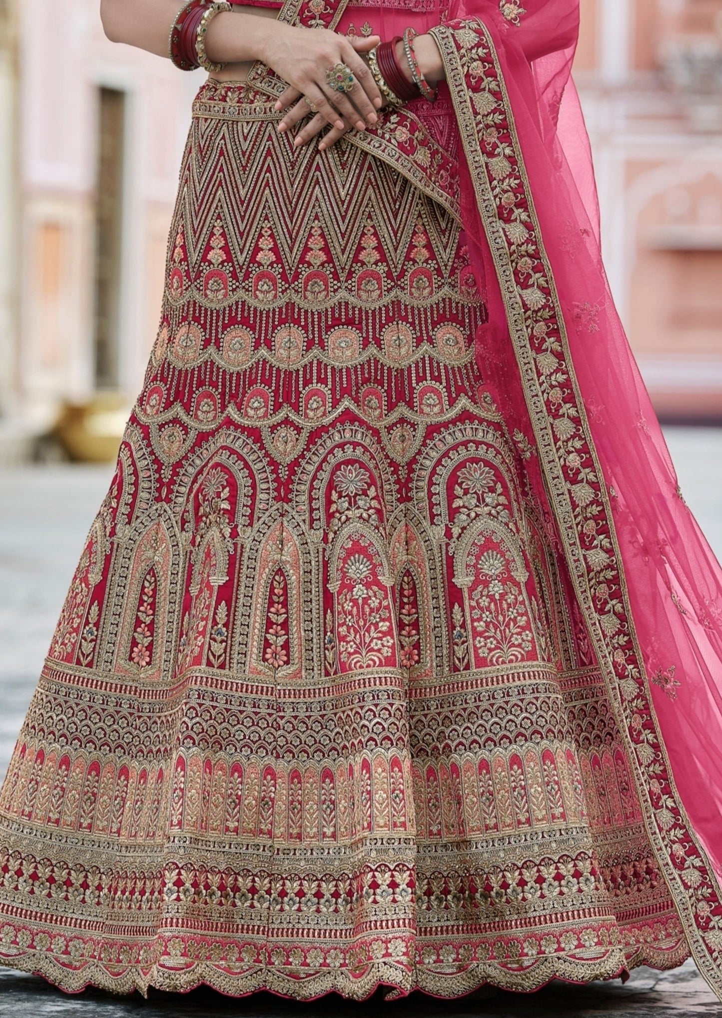 Red Bridal Lehenga Choli With Dupatta