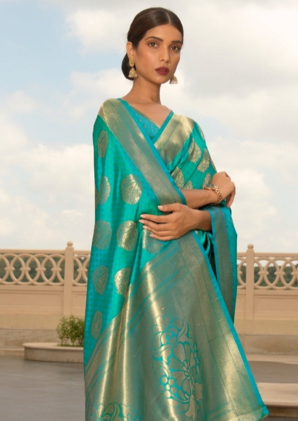 Handloom Banarasi Silk Designer Blue Saree