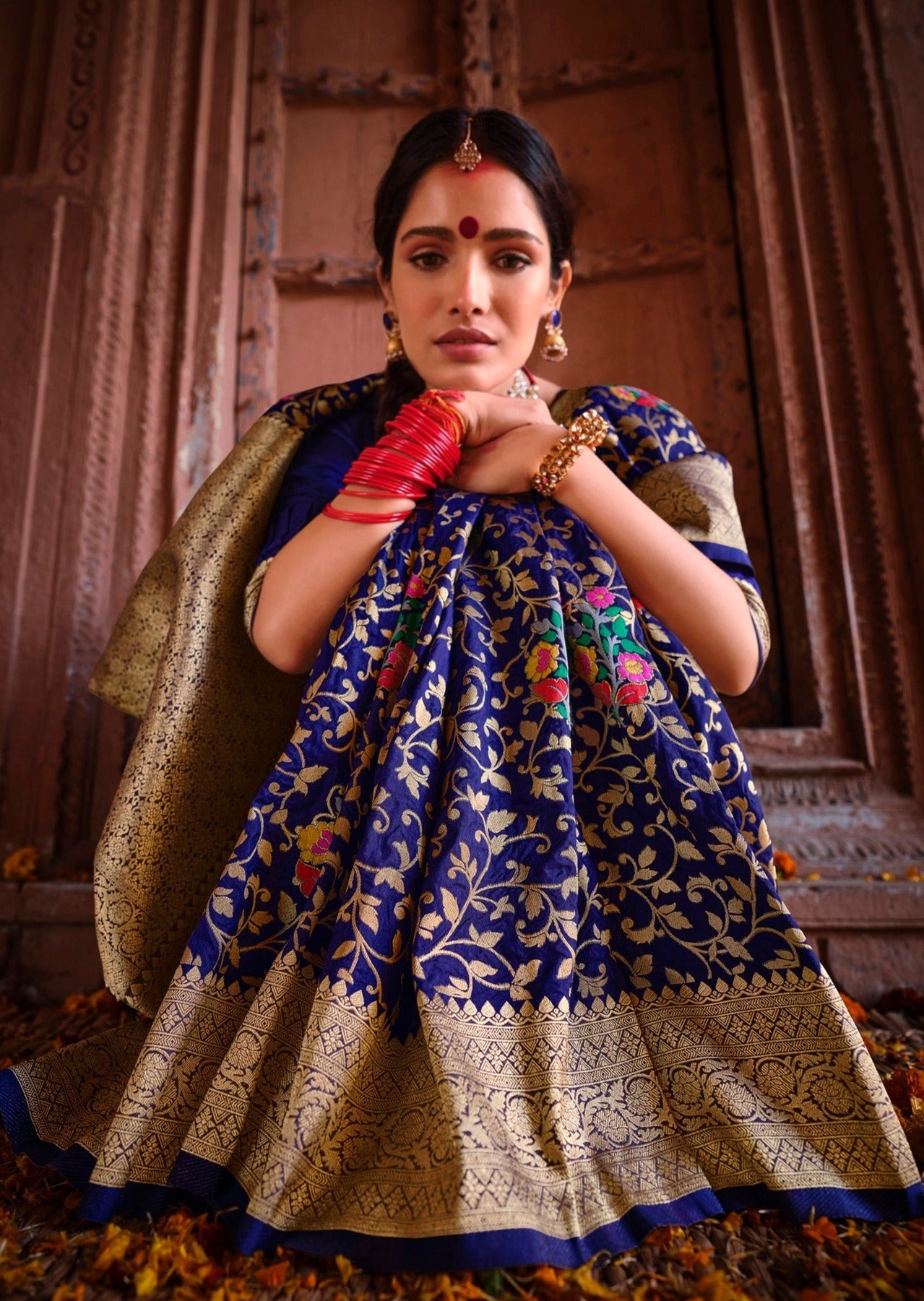 Pure Banarasi Handloom Silk Royal Blue Bridal Saree