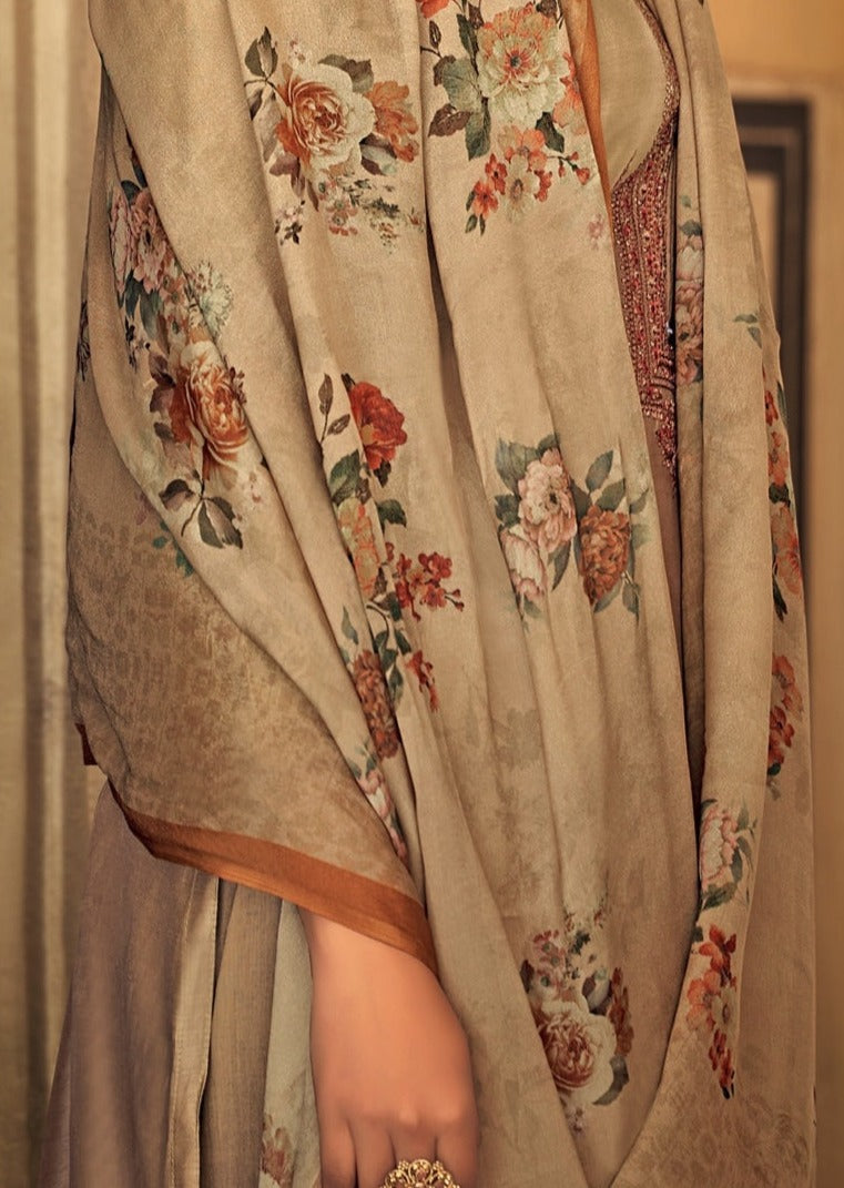 Shaira Cotton Silk Light Brown Salwaar Suit