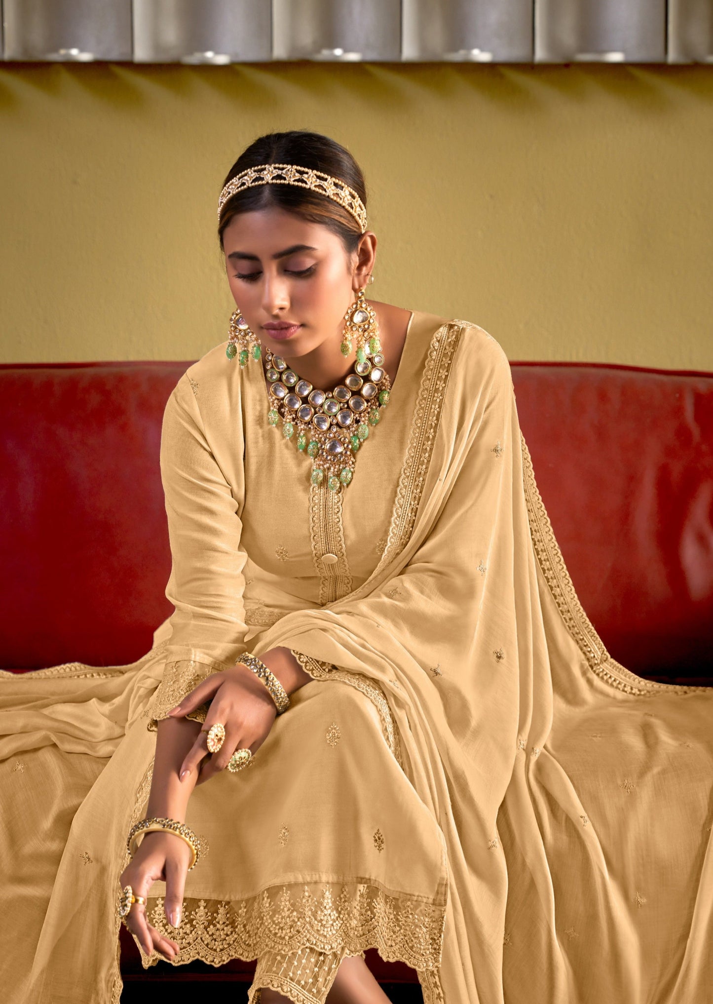 Pure Muslin Cream Salwar Suit