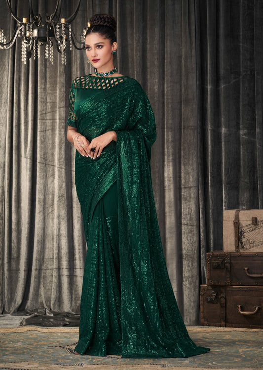 Sequins saree blouse designs