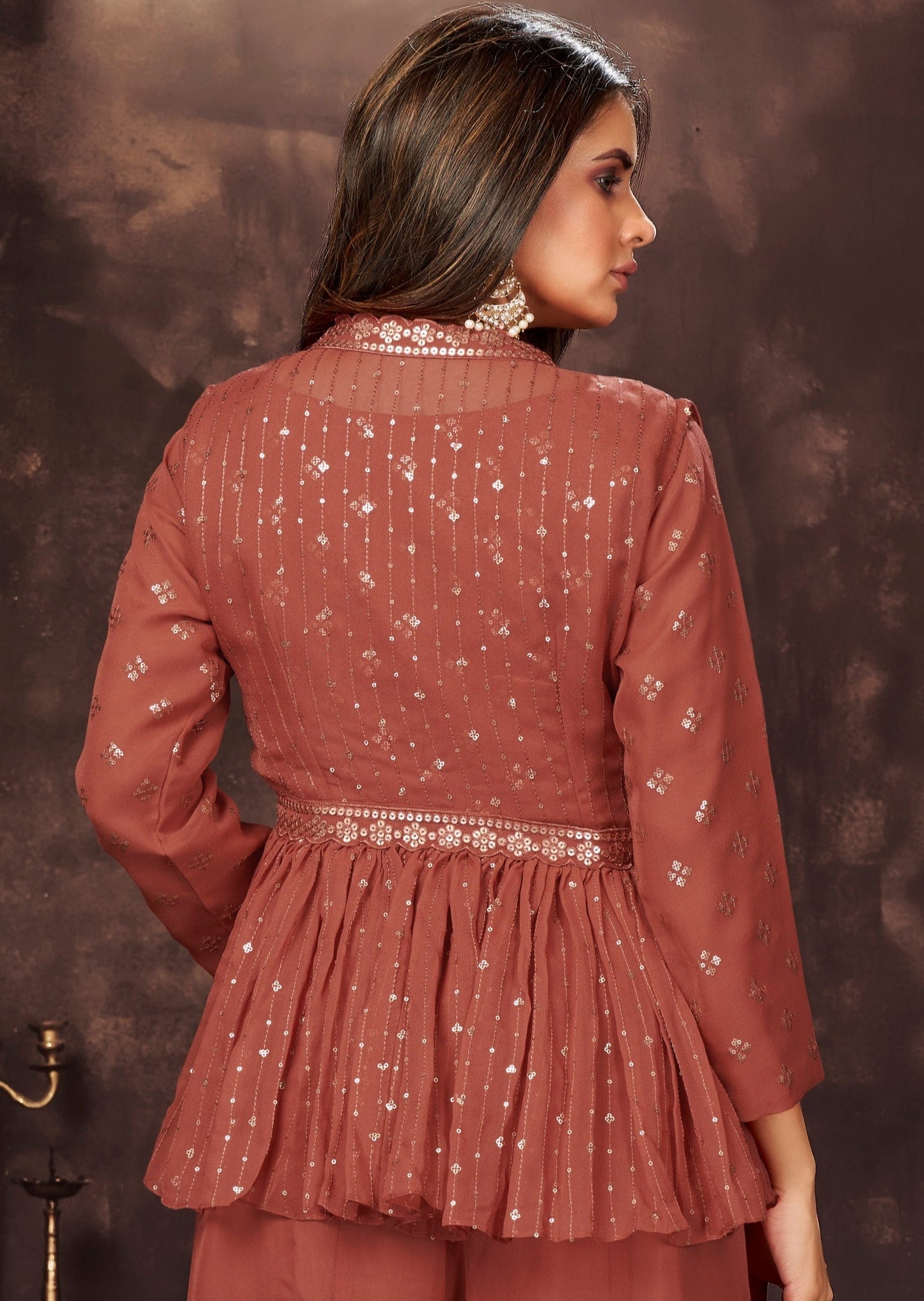 Coral Brown Readymade Parallel Suit