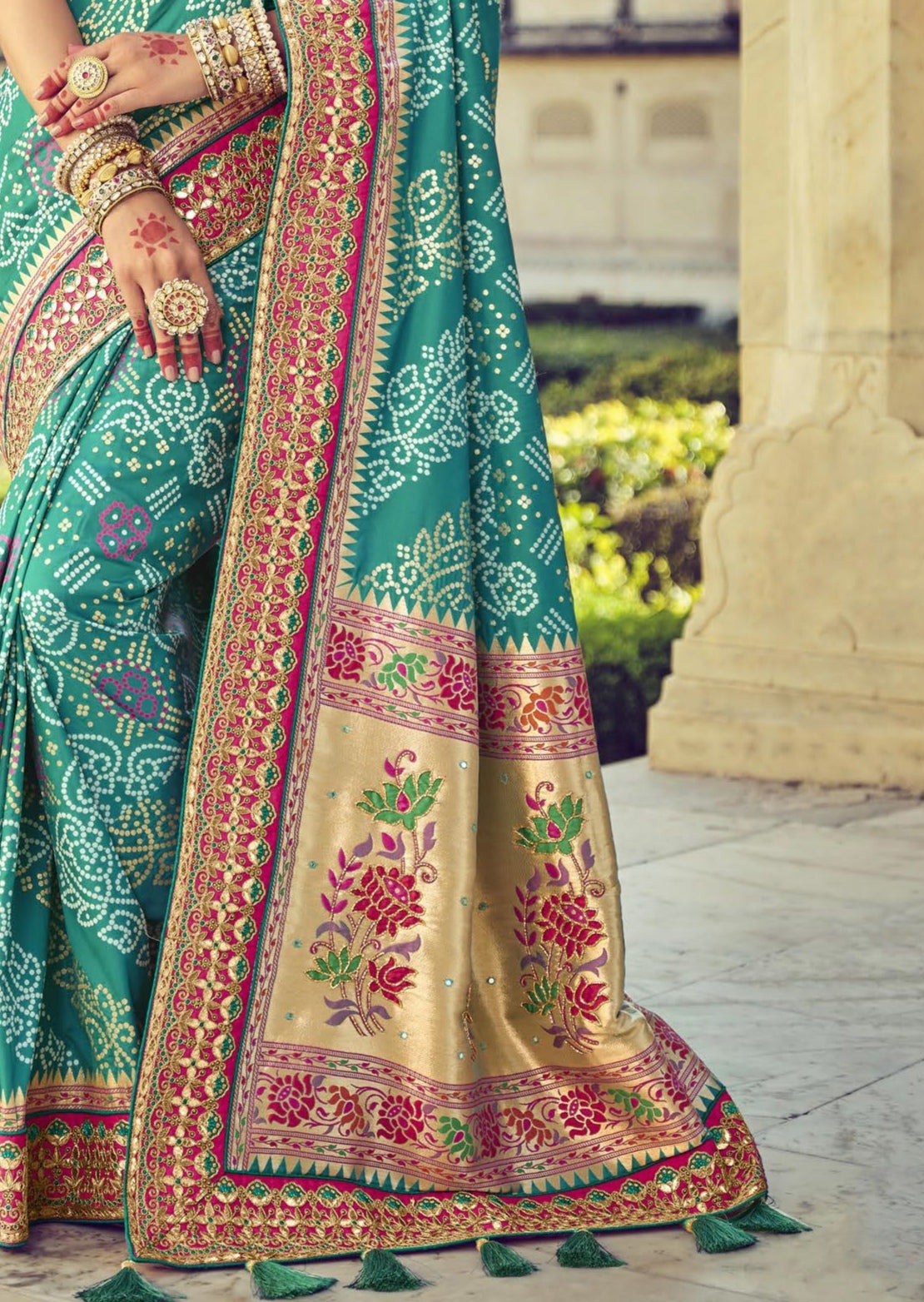 Banarasi Patola Silk Green Bridal Saree