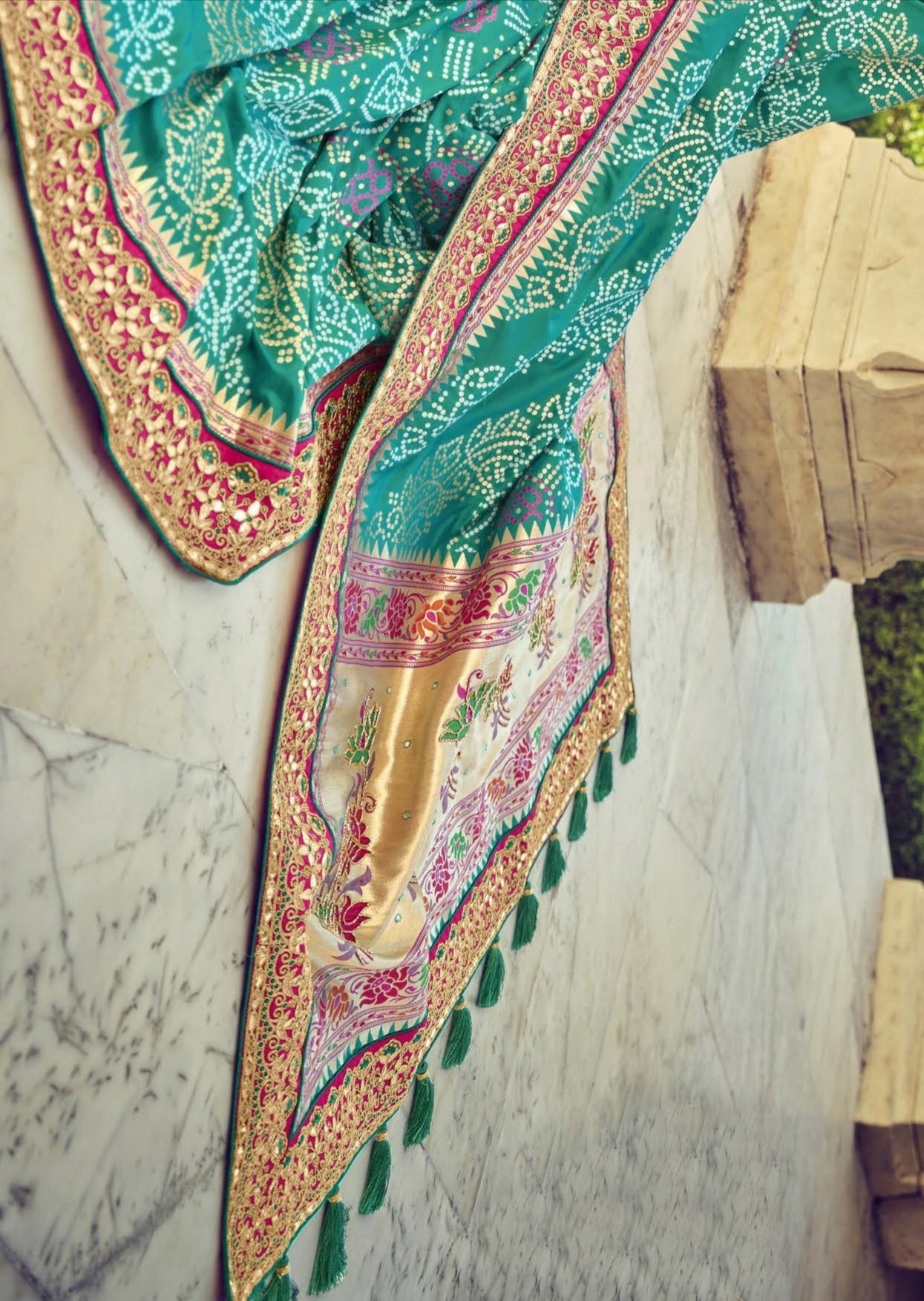 Banarasi Patola Silk Green Bridal Saree