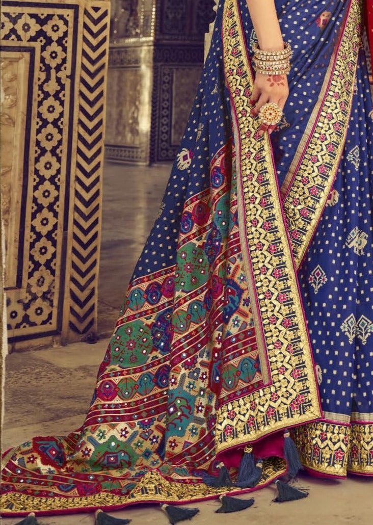 Banarasi Patola Silk Indigo Blue Bridal Saree