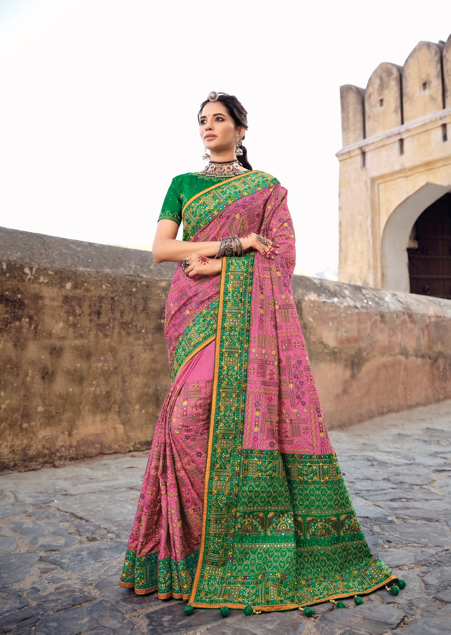 Banarasi Silk Kutchi Pink Saree