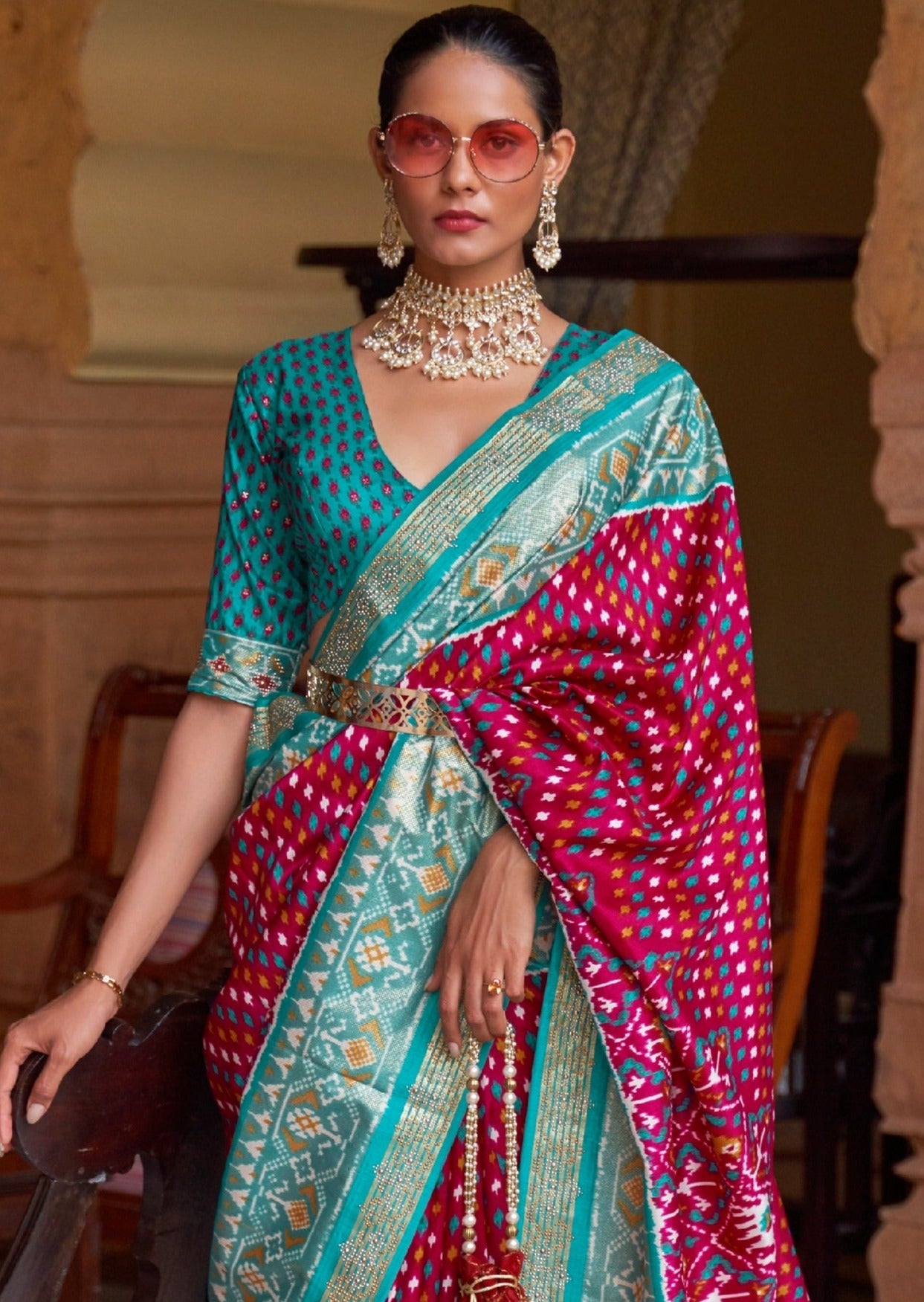 Patan Patola Silk Cherry Red Saree
