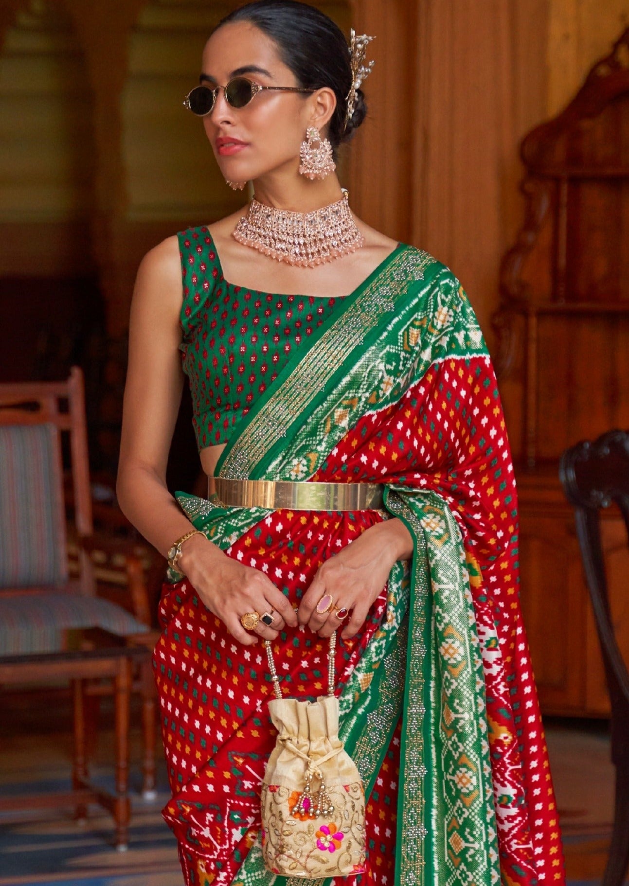 Patan Patola Vermillion Red Saree