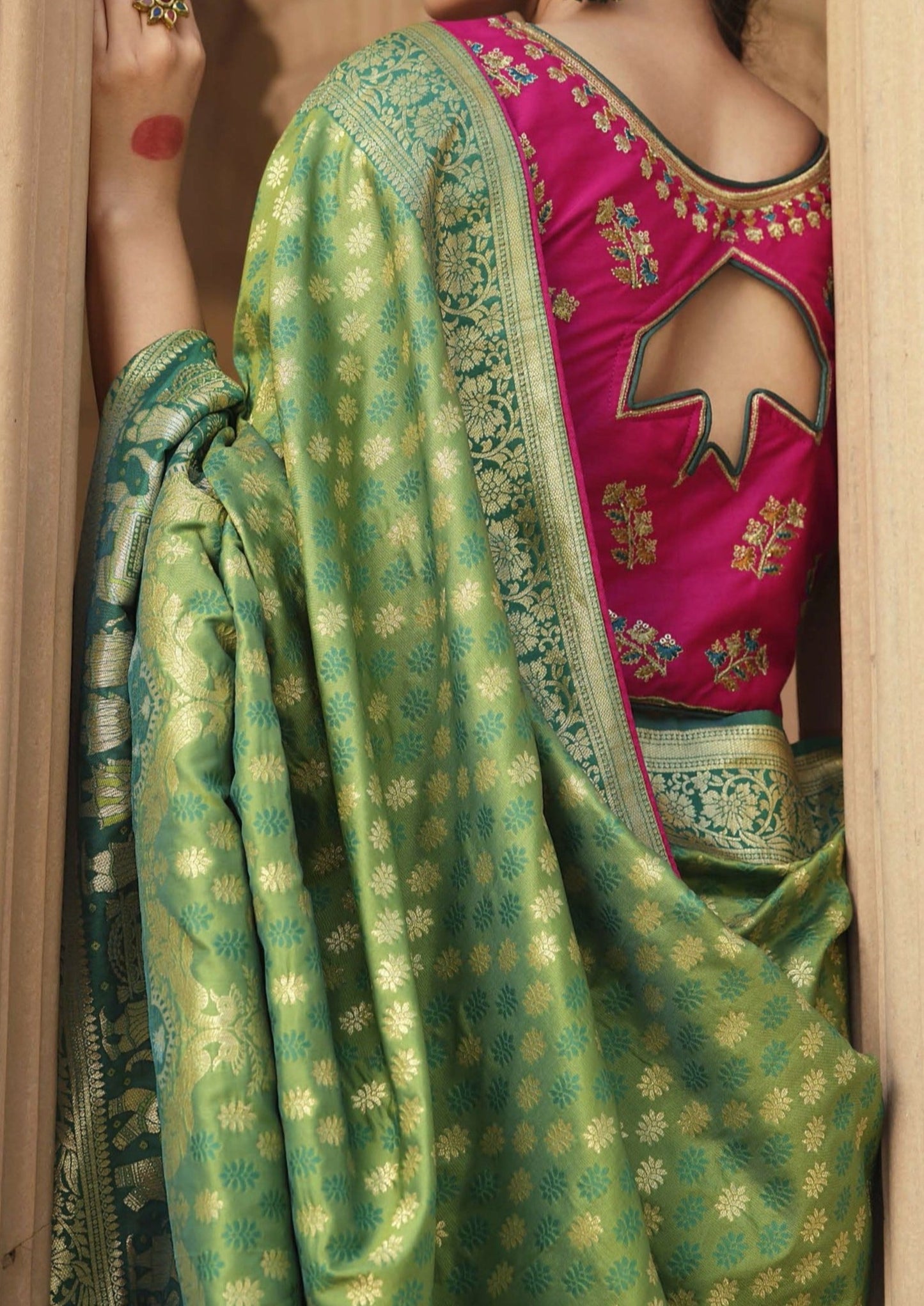 Pure Banarasi Soft Silk Green Handloom Saree