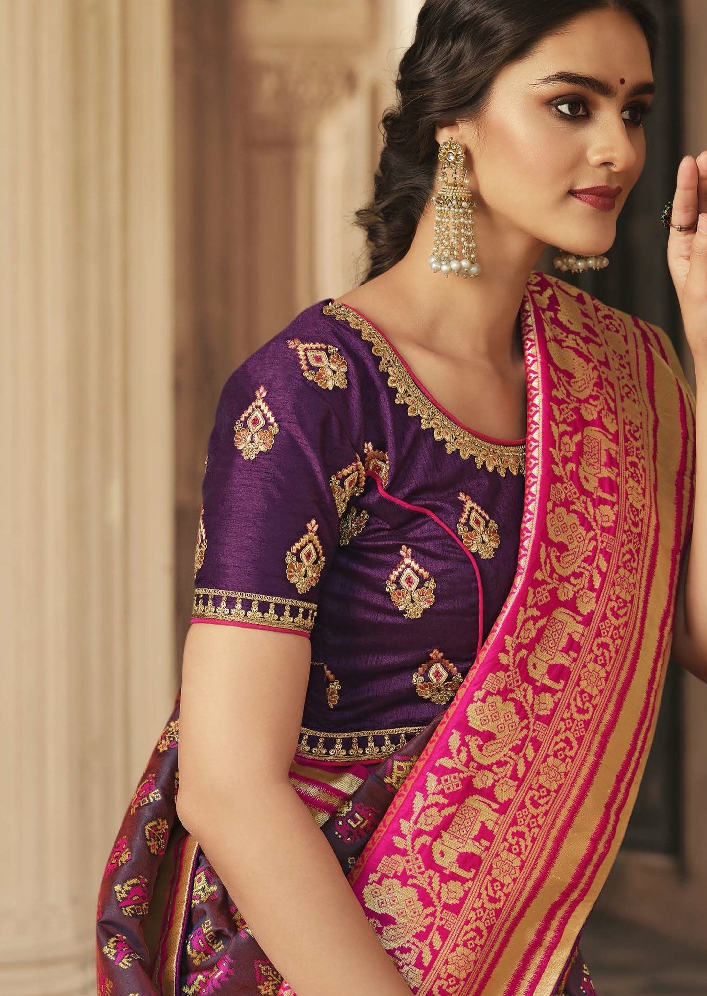 Banarasi Patola Silk Burgundy Saree