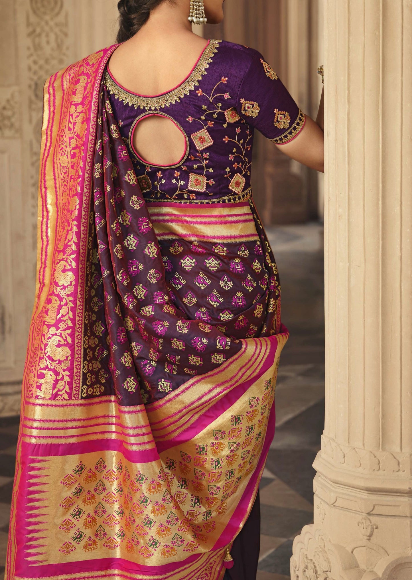 Banarasi Patola Silk Burgundy Saree
