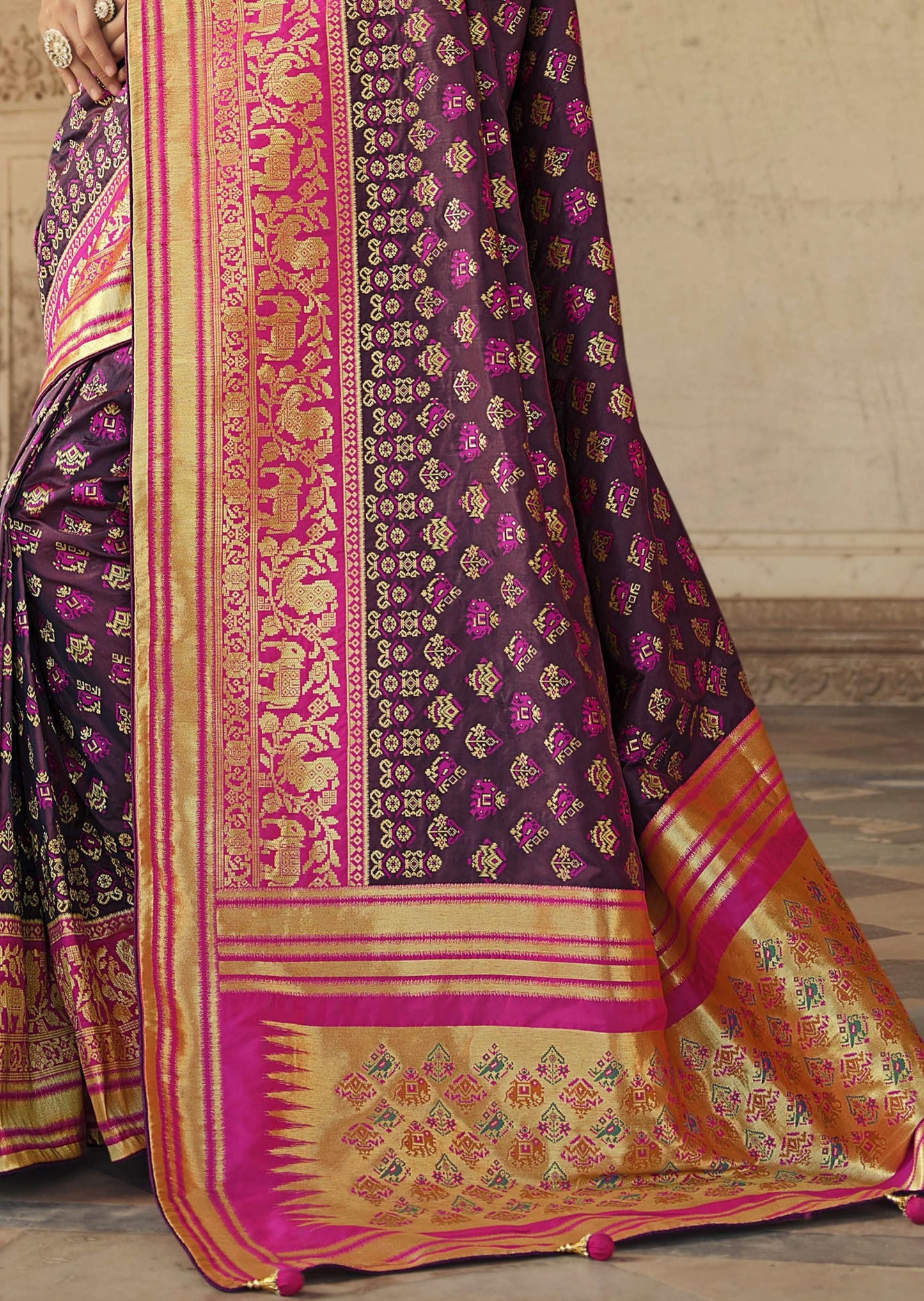 Banarasi Patola Silk Burgundy Saree