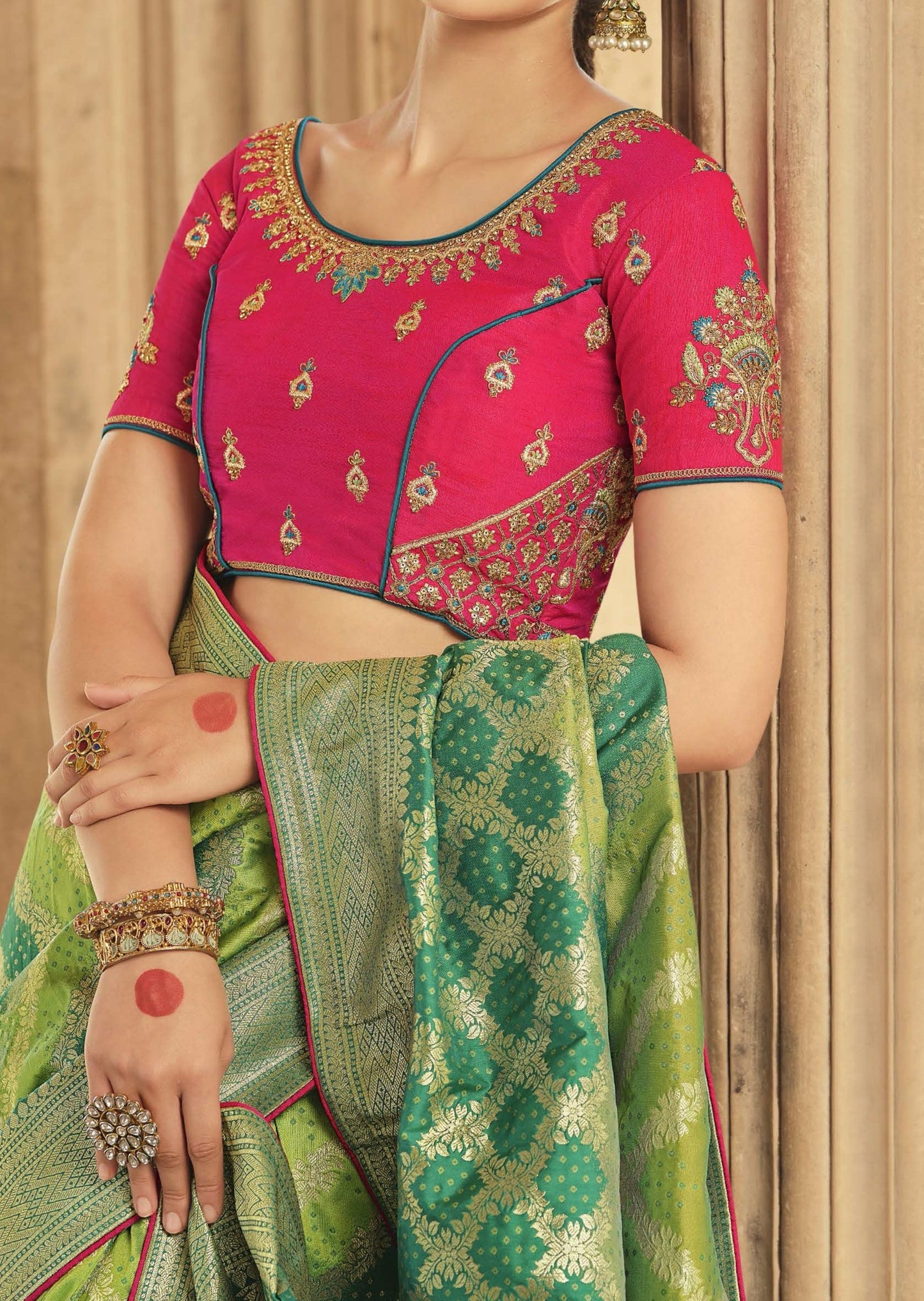 Pure Banarasi Silk Bridal Green Handloom Saree