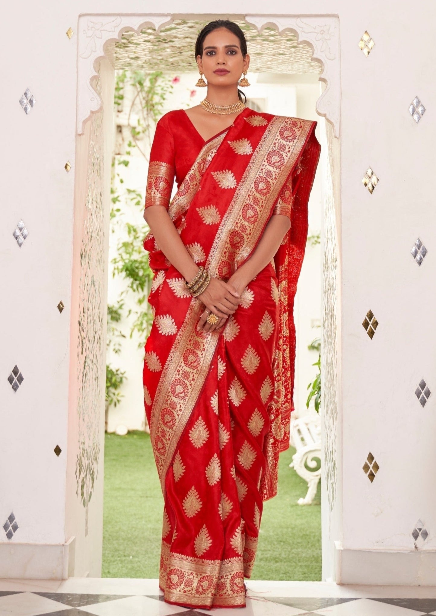 Banarasi Silk Red Bridal Handloom Saree