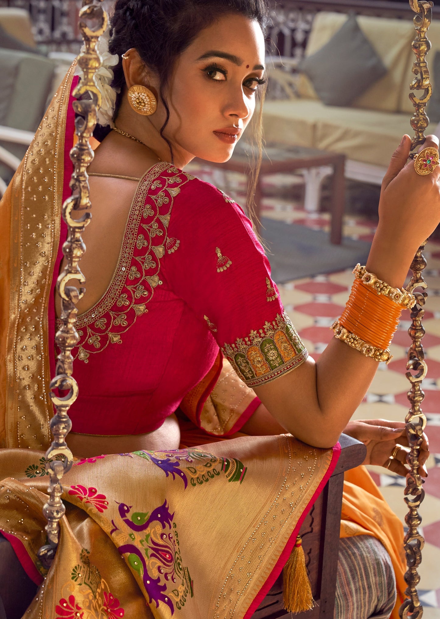 Pure Silk Yellow Paithani Saree with Two Blouses