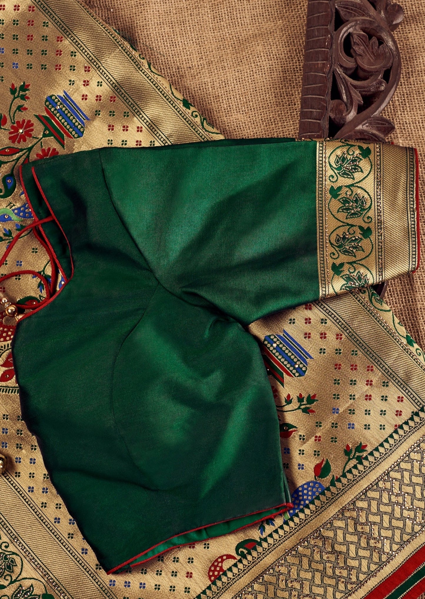Pure Silk Green Paithani Saree with Two Blouses