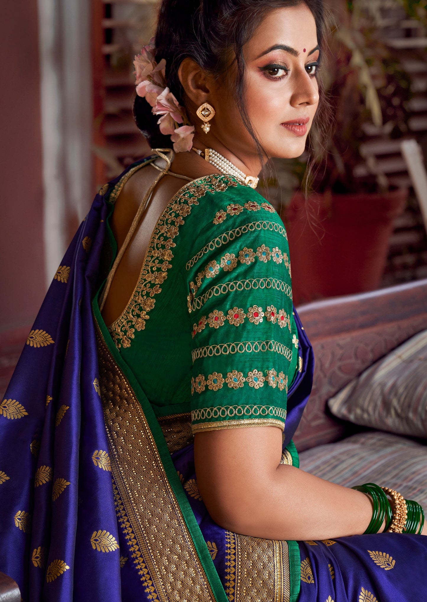 Pure Silk Blue Paithani Saree with Two Blouses